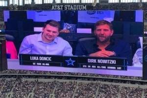 忙里偷闲！东契奇和诺维斯基前往NFL球队达拉斯牛仔主场观赛