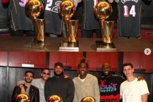 足篮联动！卢卡库等切尔西四人现场观战NBA热火队比赛并获赠球衣